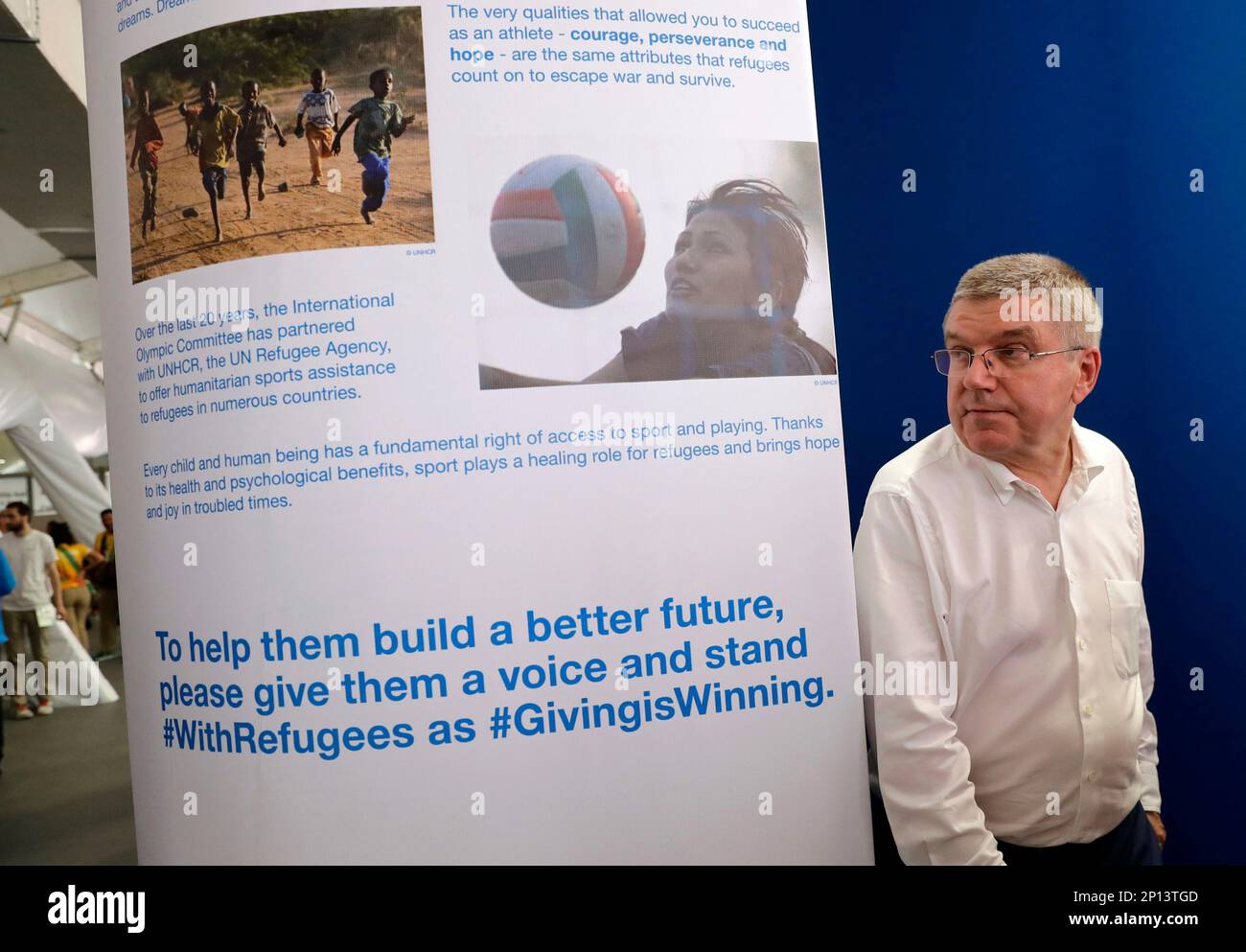 International Olympic Committee President Thomas Bach steps out of an