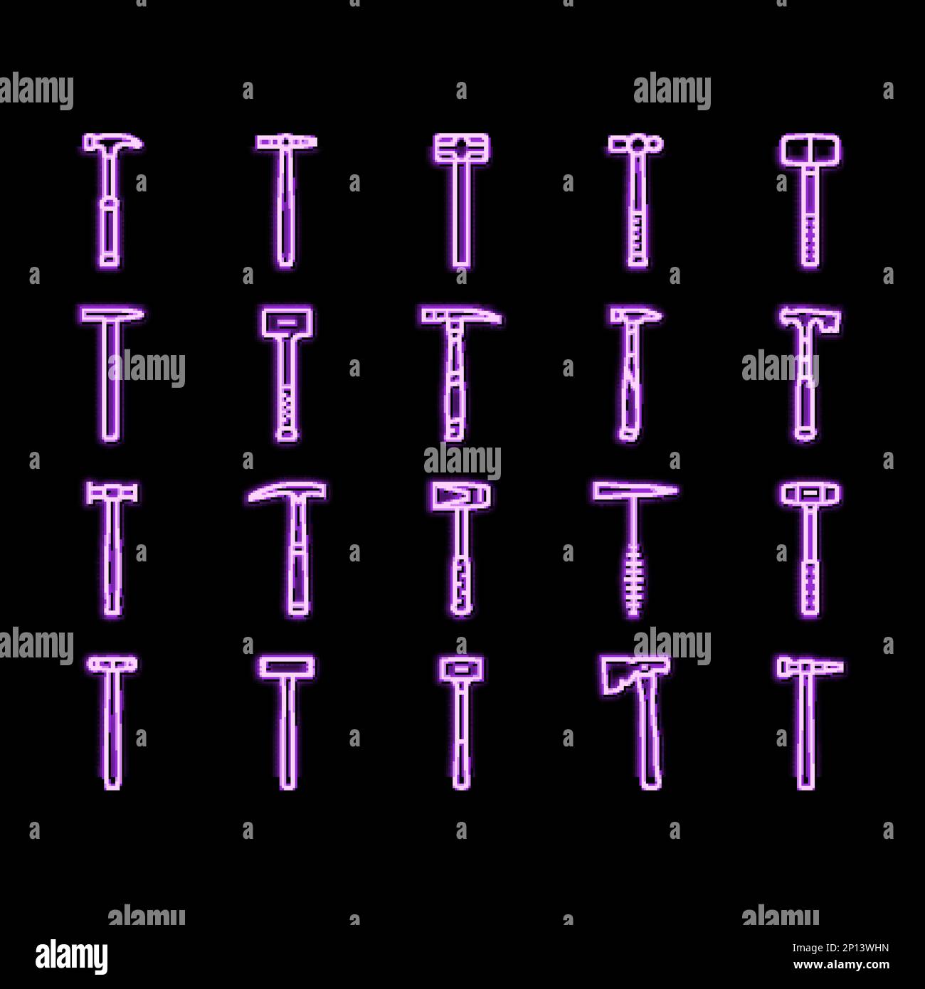 hammer tool construction neon glow icon illustration Stock Vector Image ...