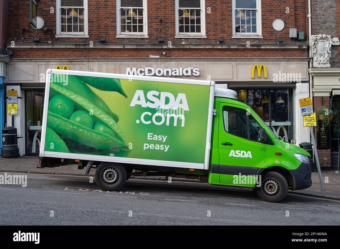 Windsor, Berkshire, UK. 2nd March, 2023. An Asda delivery van parked
