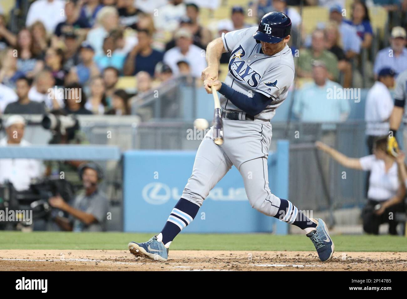 July 27, 2016 Tampa Bay Rays shortstop Brad Miller 13 makes contact