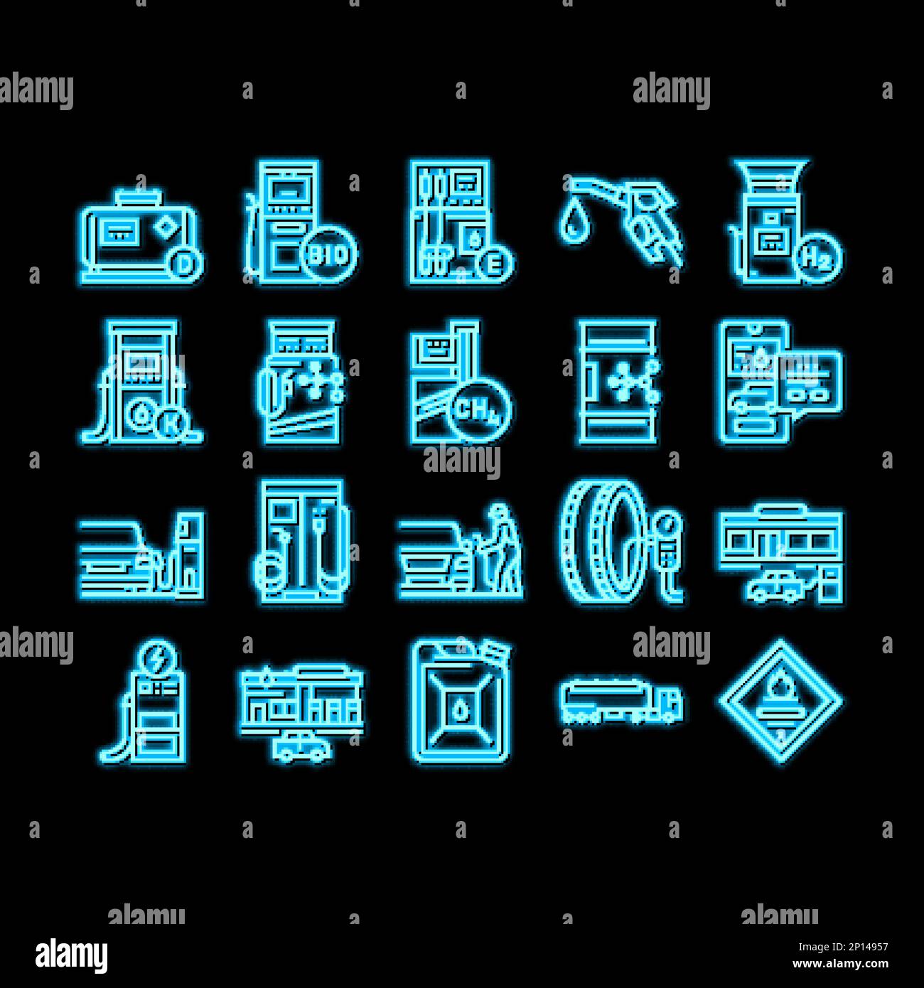 Gas Station Refueling Equipment neon glow icon illustration Stock ...