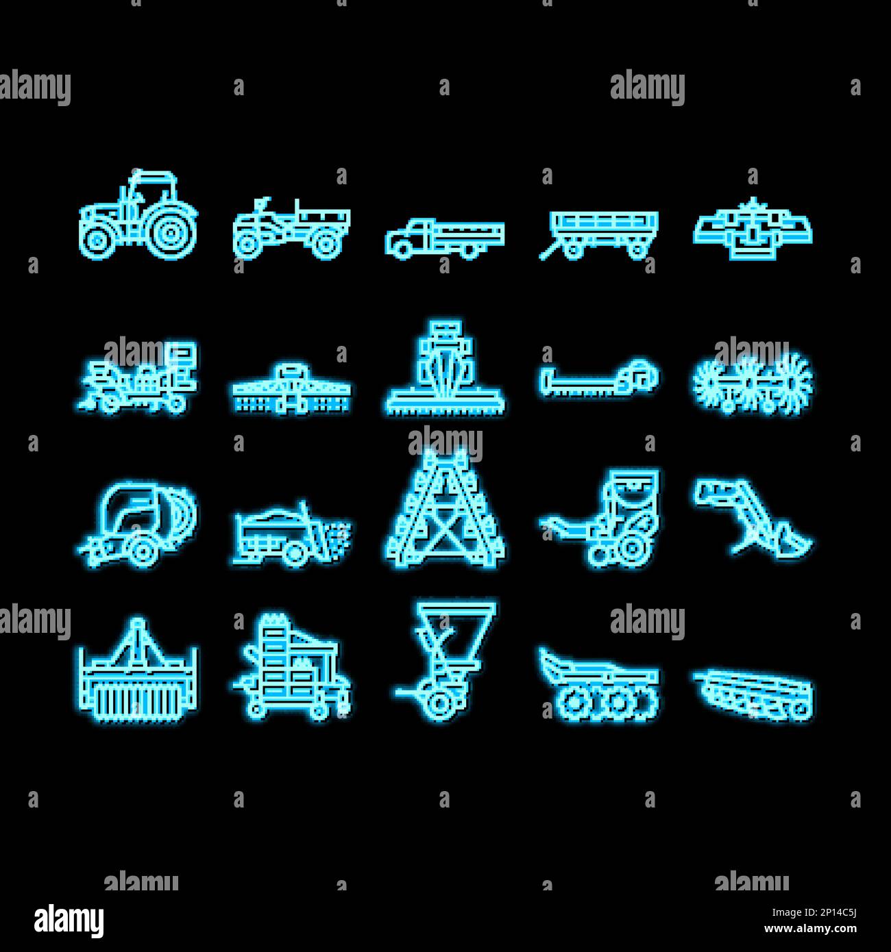 Farm Equipment And Transport neon glow icon illustration Stock Vector ...