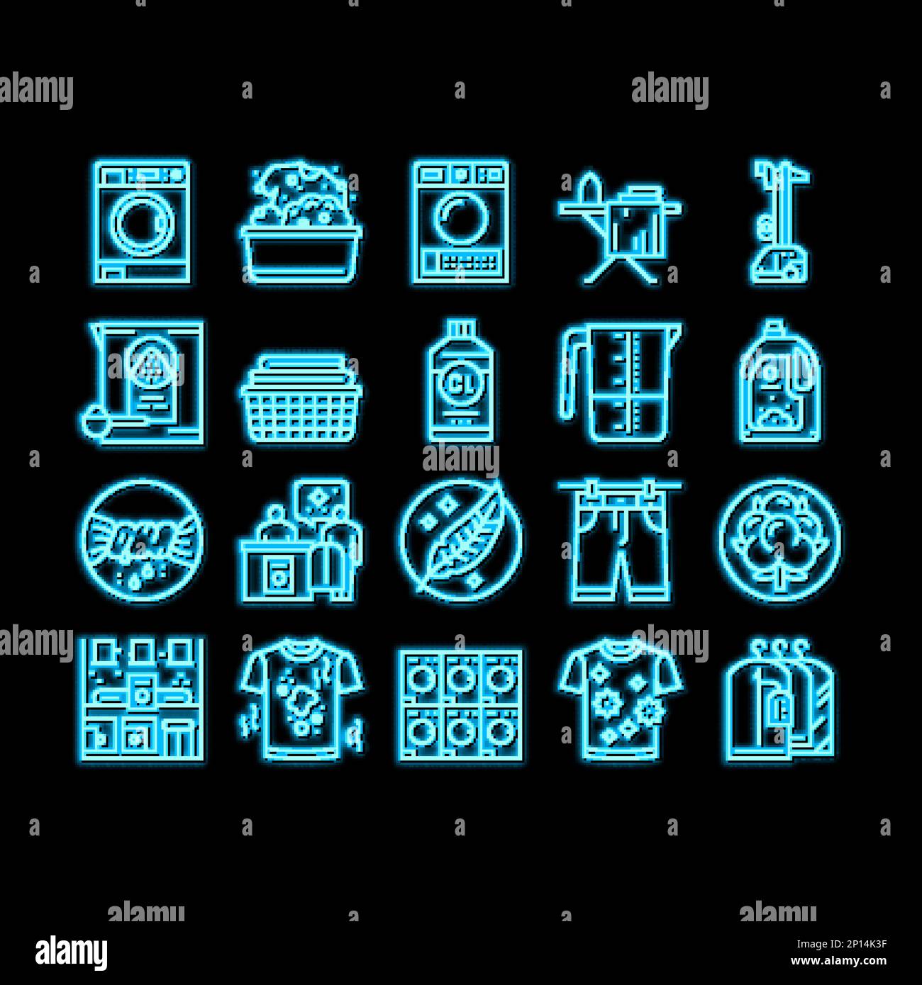 Laundry Service Washing Clothes neon glow icon illustration Stock ...