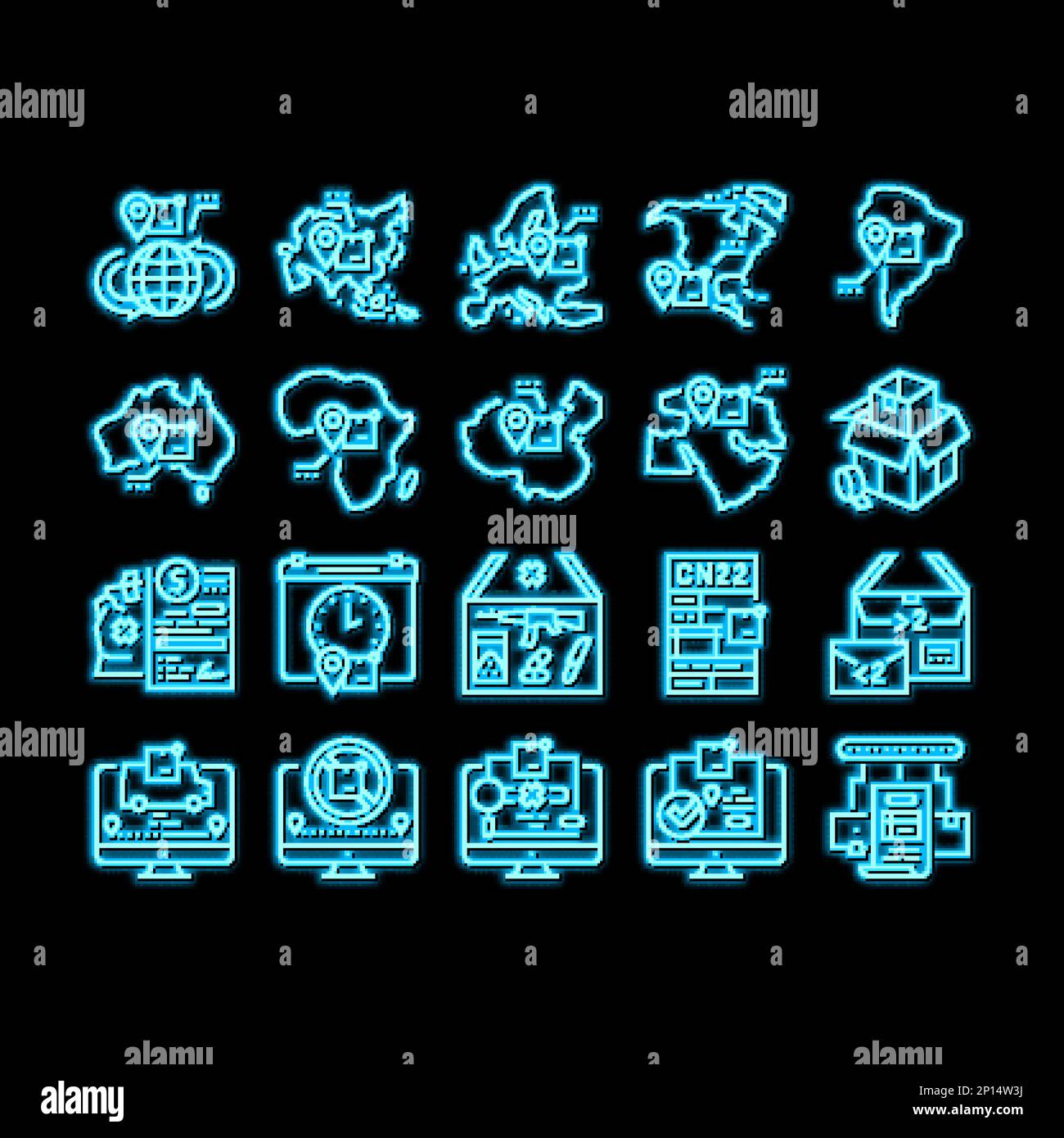Shipment Tracking International neon glow icon illustration Stock ...