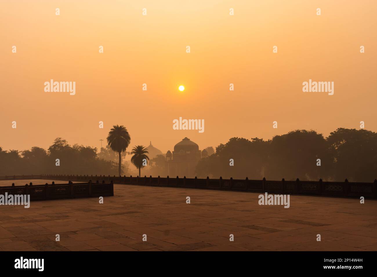 misty sunrise at morning from flat angle Stock Photo
