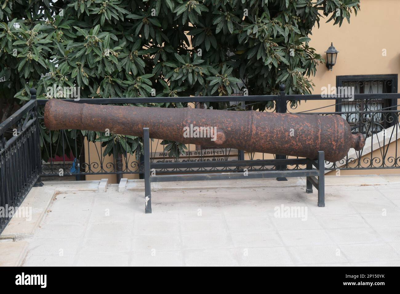 An old barrel of a ship's cannon Stock Photo