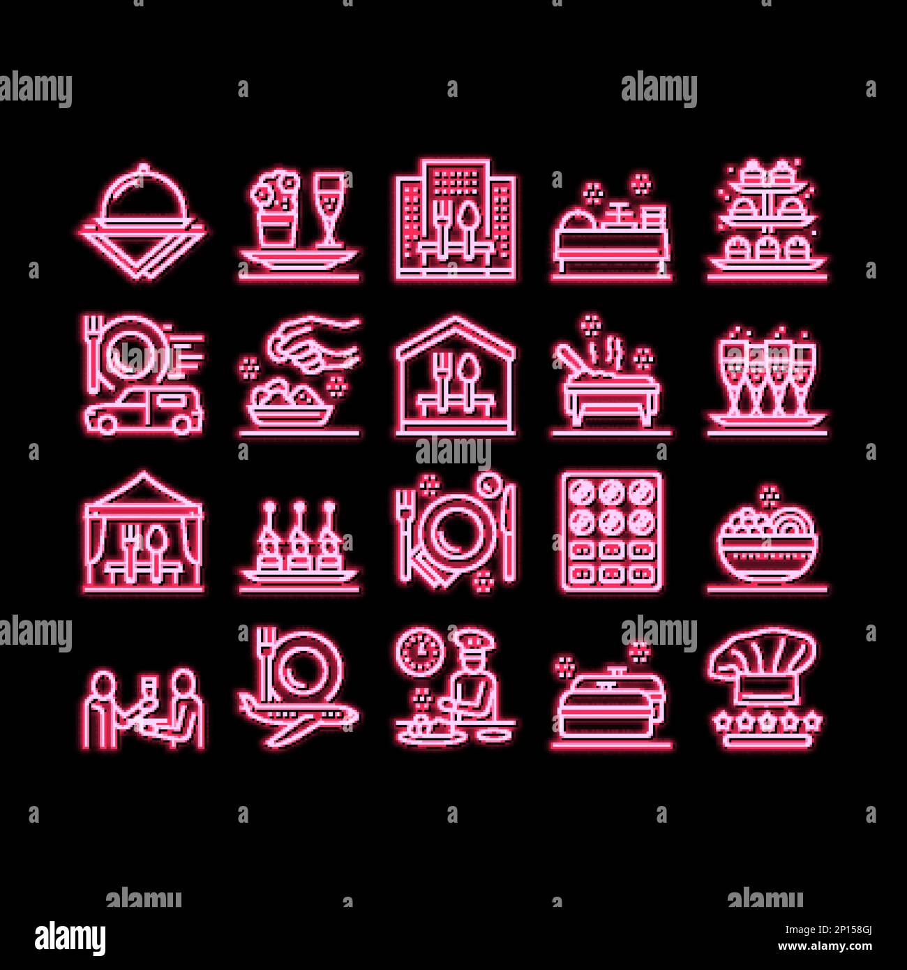 Catering Food Service neon glow icon illustration Stock Vector Image ...