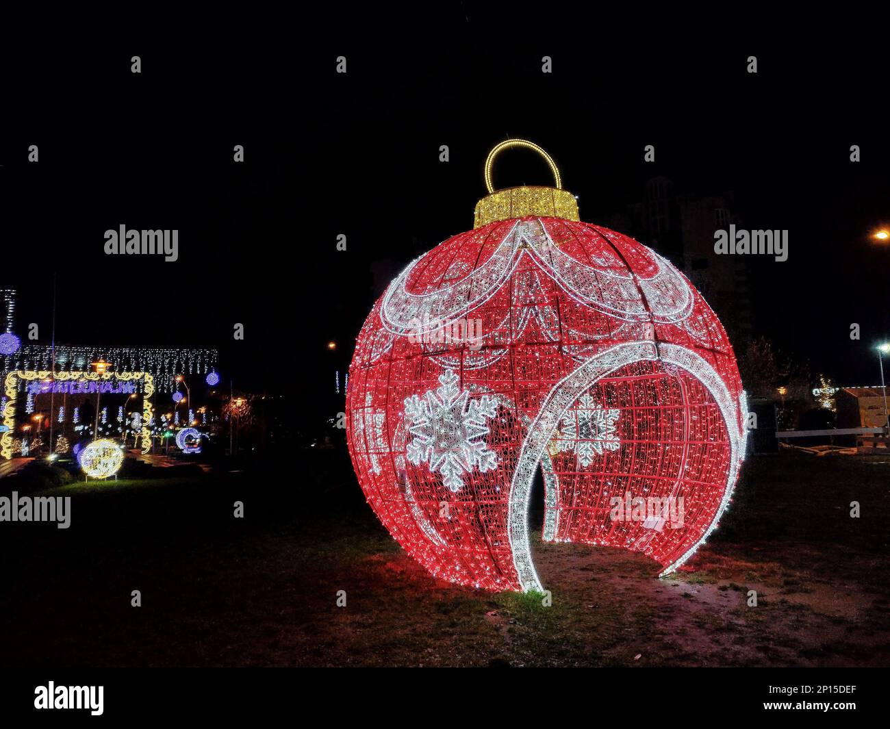 Big globe made of lights in Baia Mare city, Romania Stock Photo - Alamy