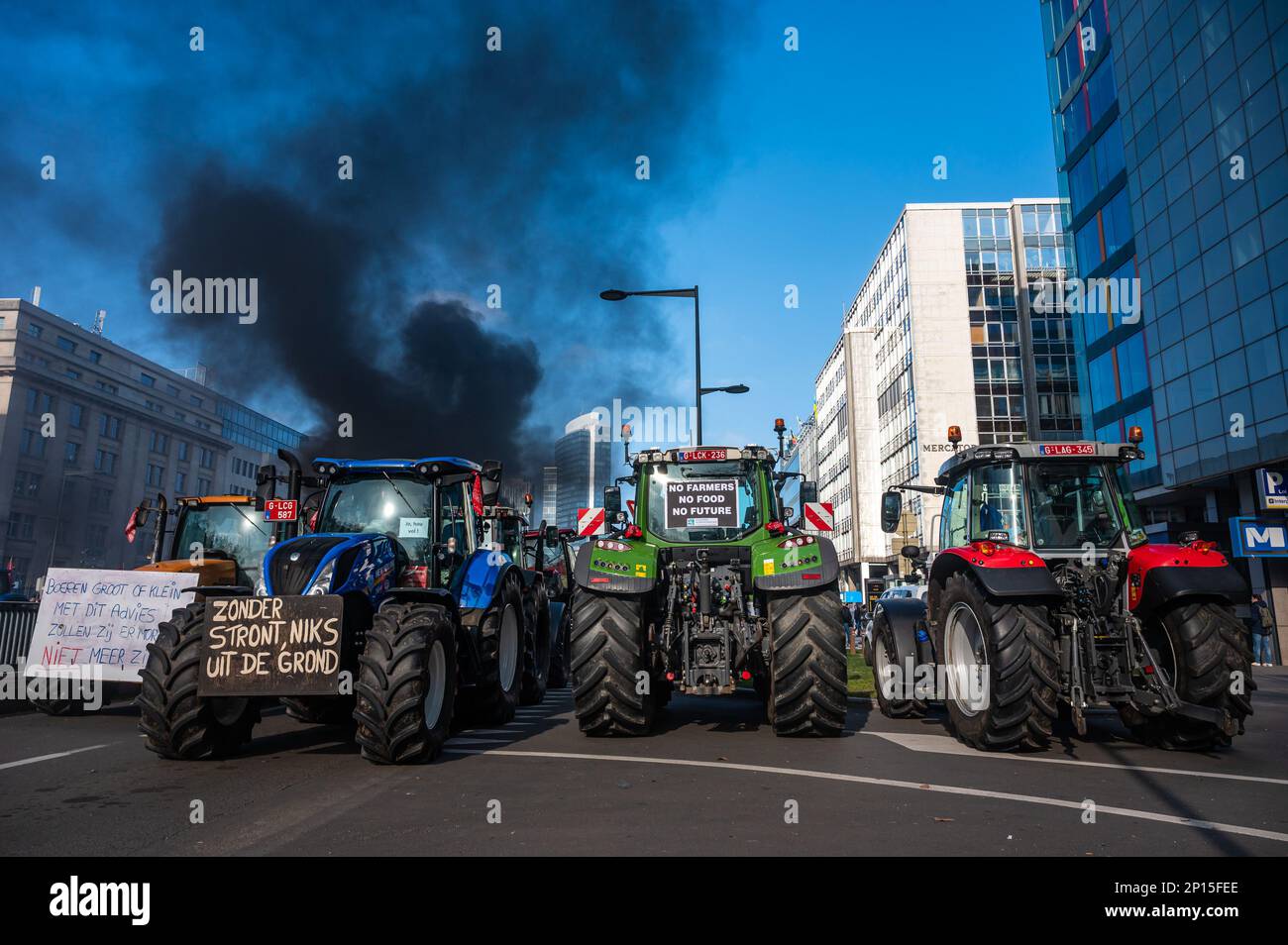 Brussels Capital Region, Belgium March 3, 2023 Farmers protesting