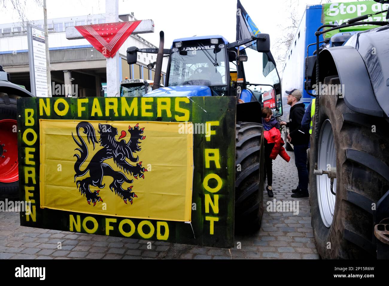 Brussels, Belgium. 03rd Mar, 2023. Farmers with their tractors from
