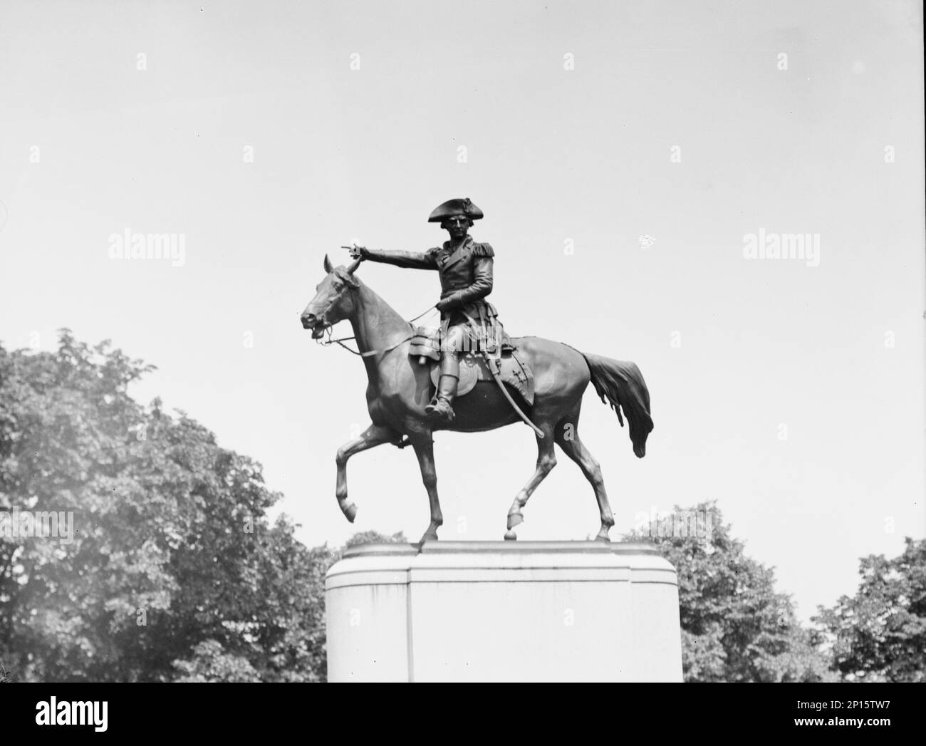 Equestrian statues in Washington, D.C., between 1911 and 1942. Sculpture of Major General Nathanael Greene by Henry Kirke Brown Stock Photo