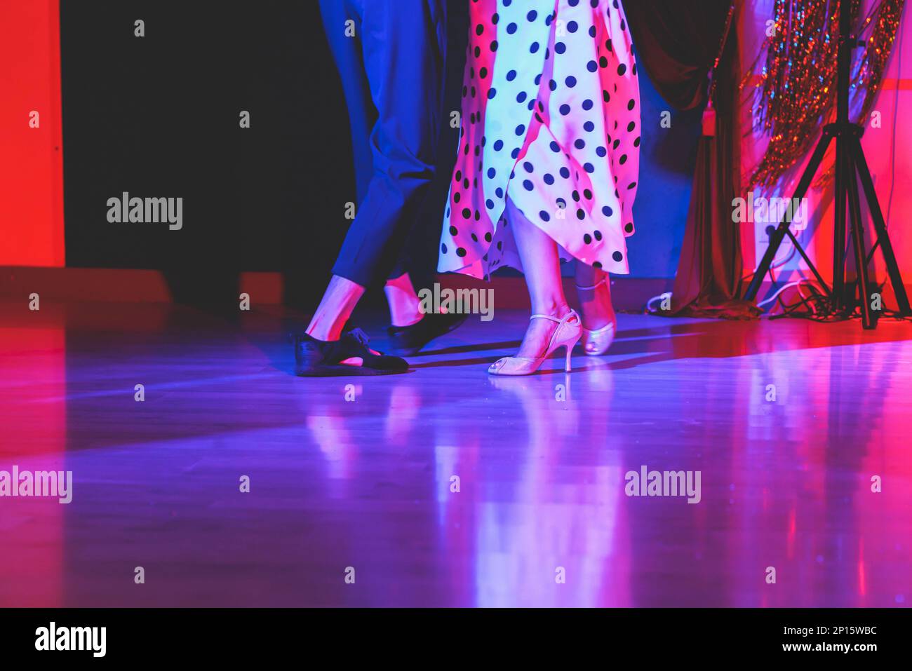 Dancing shoes of a couple, couples dancing traditional latin argentinian dance milonga in the