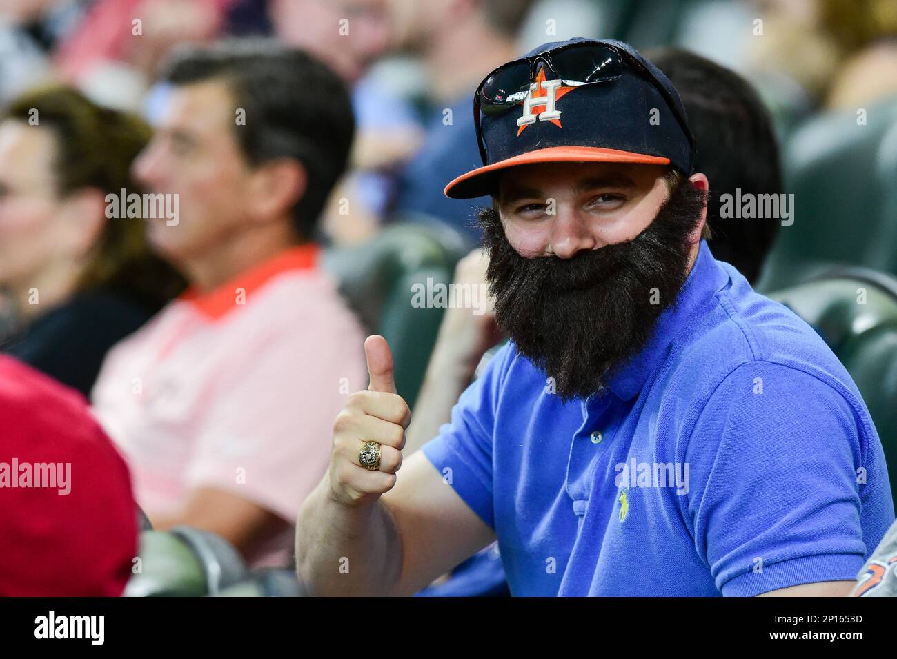 July 10, 2016: A Dallas Keuchel fan wears a fake beard during the