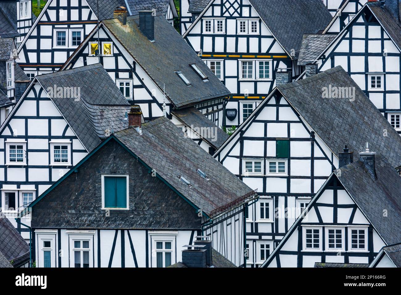 Freudenberg: 'Alte Flecken' Old Town, half-timbered houses close in Siegen-Wittgenstein, Nordrhein-Westfalen, North Rhine-Westphalia, Germany Stock Photo