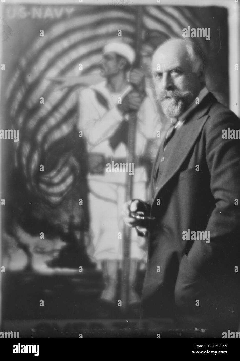 Mr. Albert Sterner, portrait photograph, 1918 Feb. 8. American painter, illustrator, printmaker, lithographer. Stock Photo