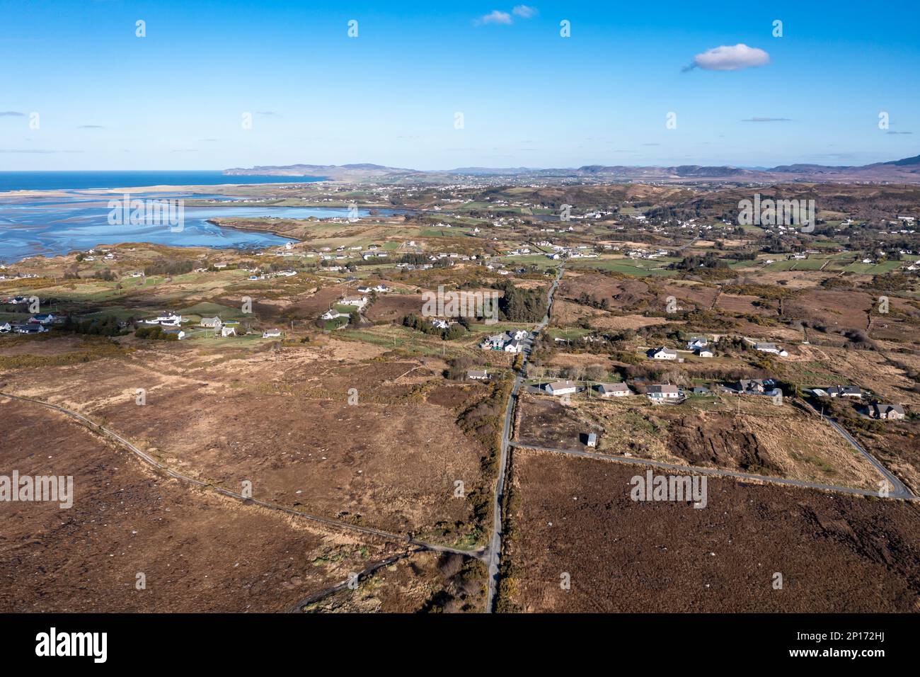Aerial view of Gortahork in County Donegal, Republic of Ireland Stock
