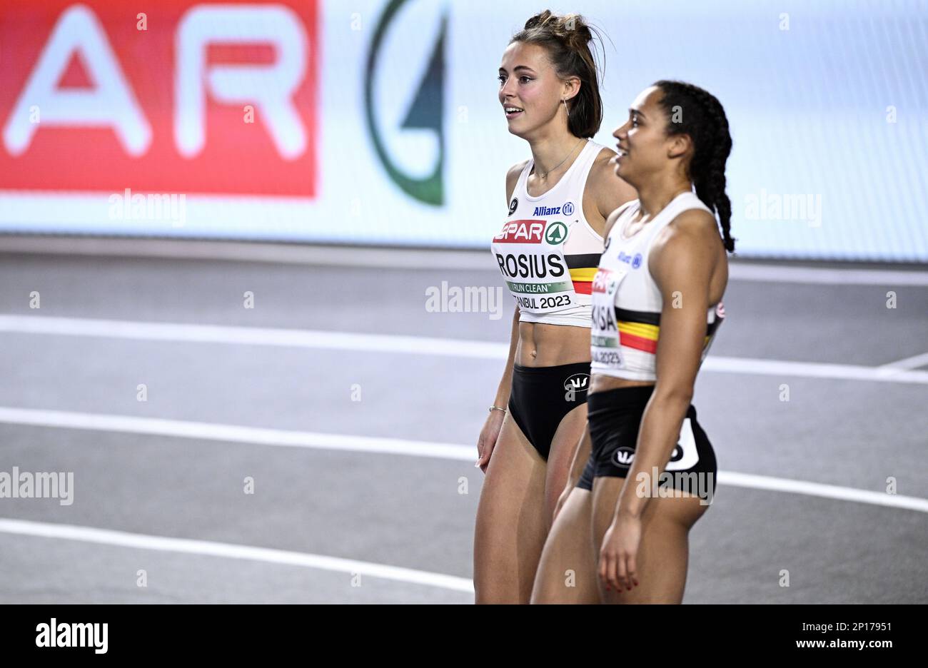 Belgian Rani Rosius and Belgian Delphine Nkansa celebrate a personal