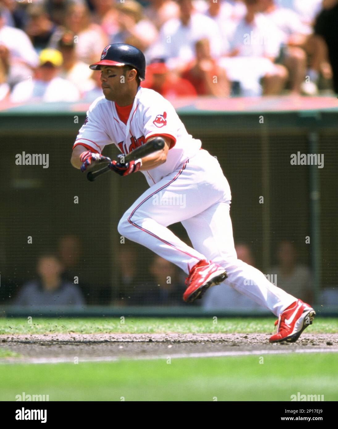 Cleveland Indians Roberto Alomar (12) in action during a game from his 2001  against at Jacobs FIeld in Cleveland, Ohio. Roberto Alomar played for 17  season with 7 different teams was a
