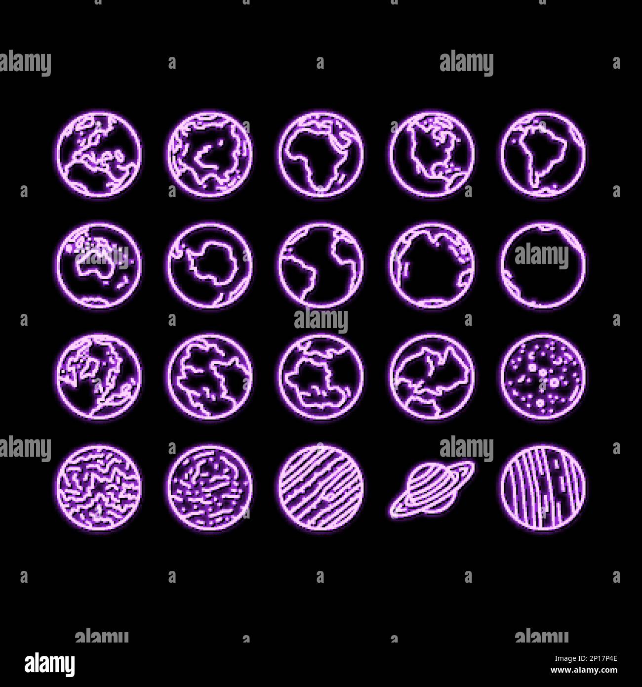 earth world planet globe map neon glow icon illustration Stock Vector ...