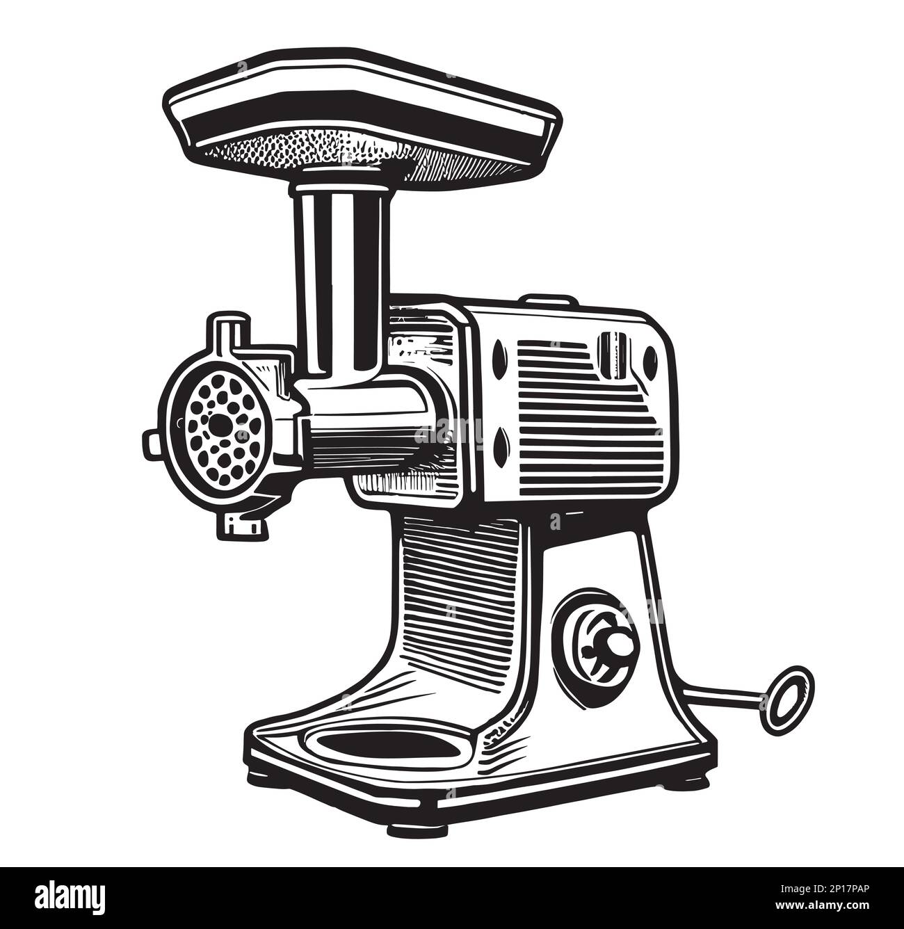 Meat grinder retro sketch drawn with a hand in a dudl style vector illustration devices Stock Vector