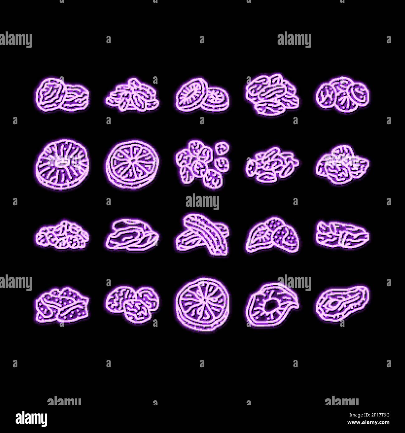 dried fruit healthy snack neon glow icon illustration Stock Vector