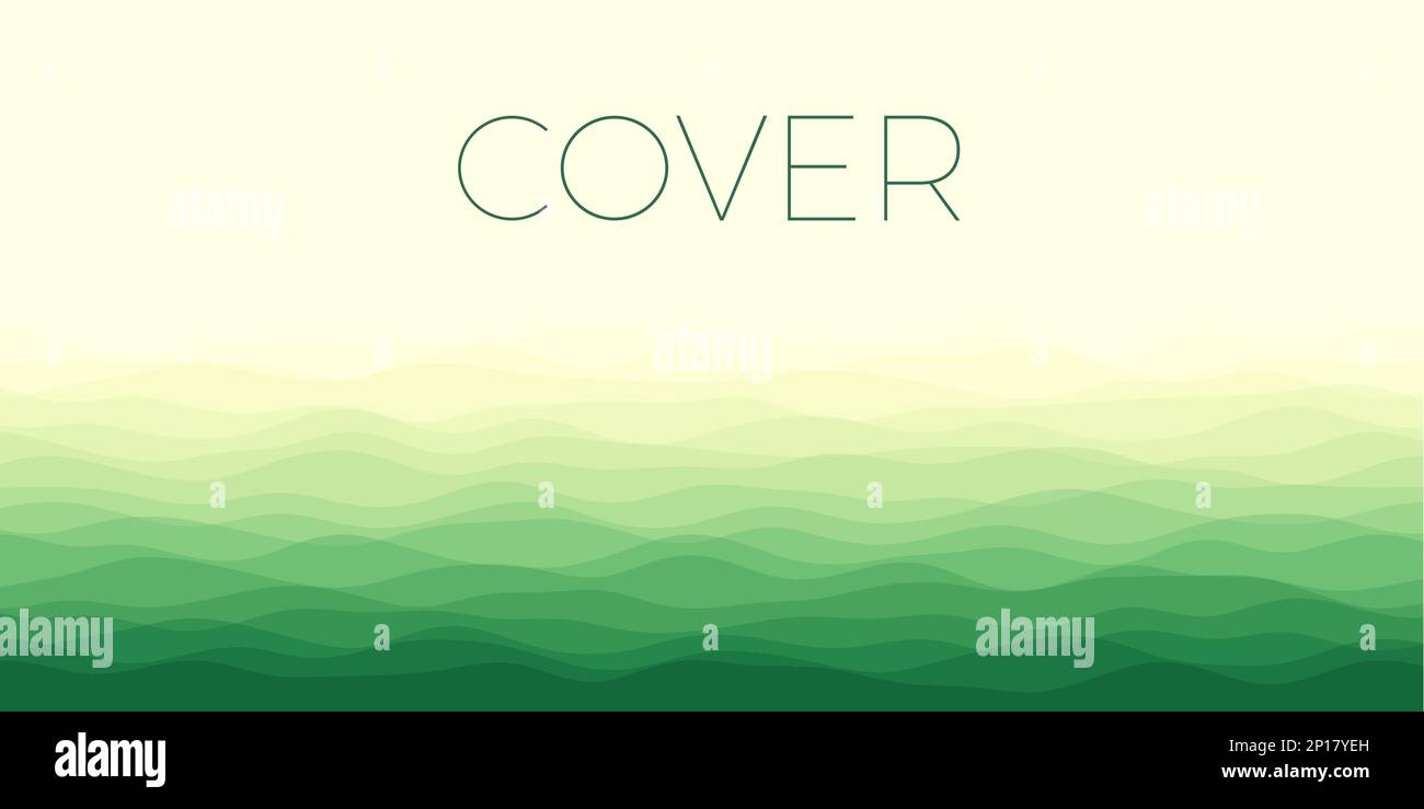 Abstract waves cover. Horizontal background with curves in yellow and ...
