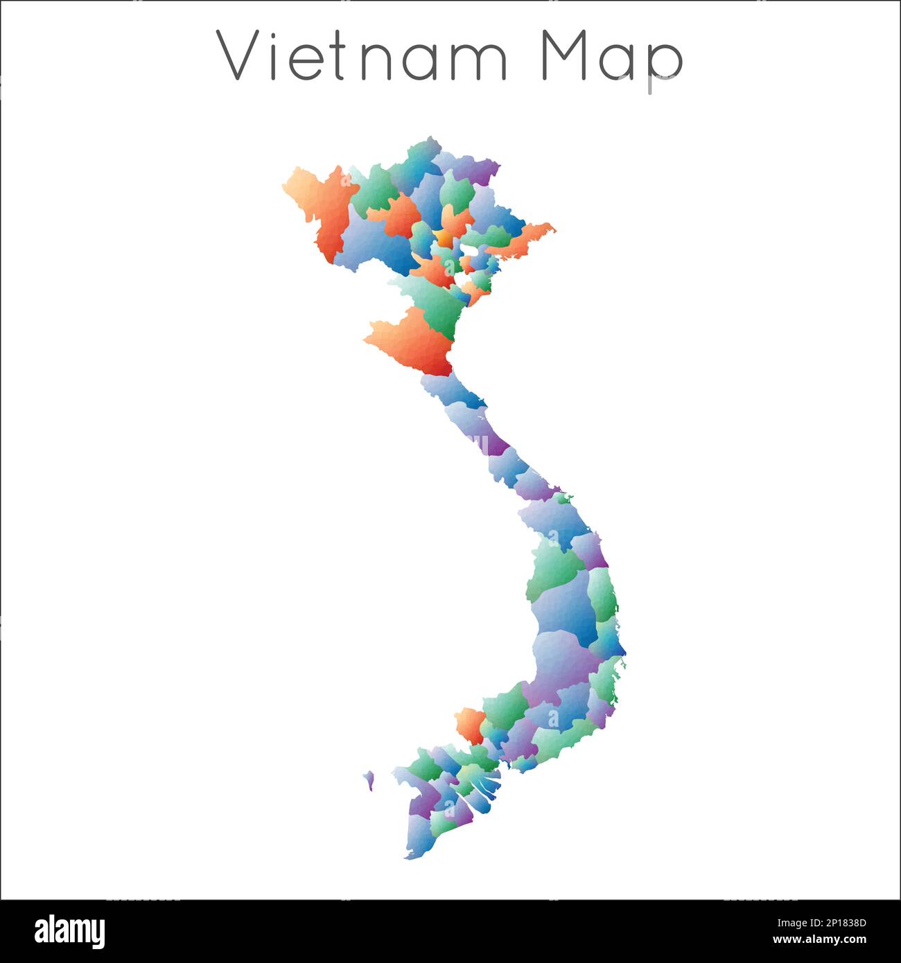 Low Poly map of Vietnam. Vietnam geometric polygonal, mosaic style map. Stock Vector
