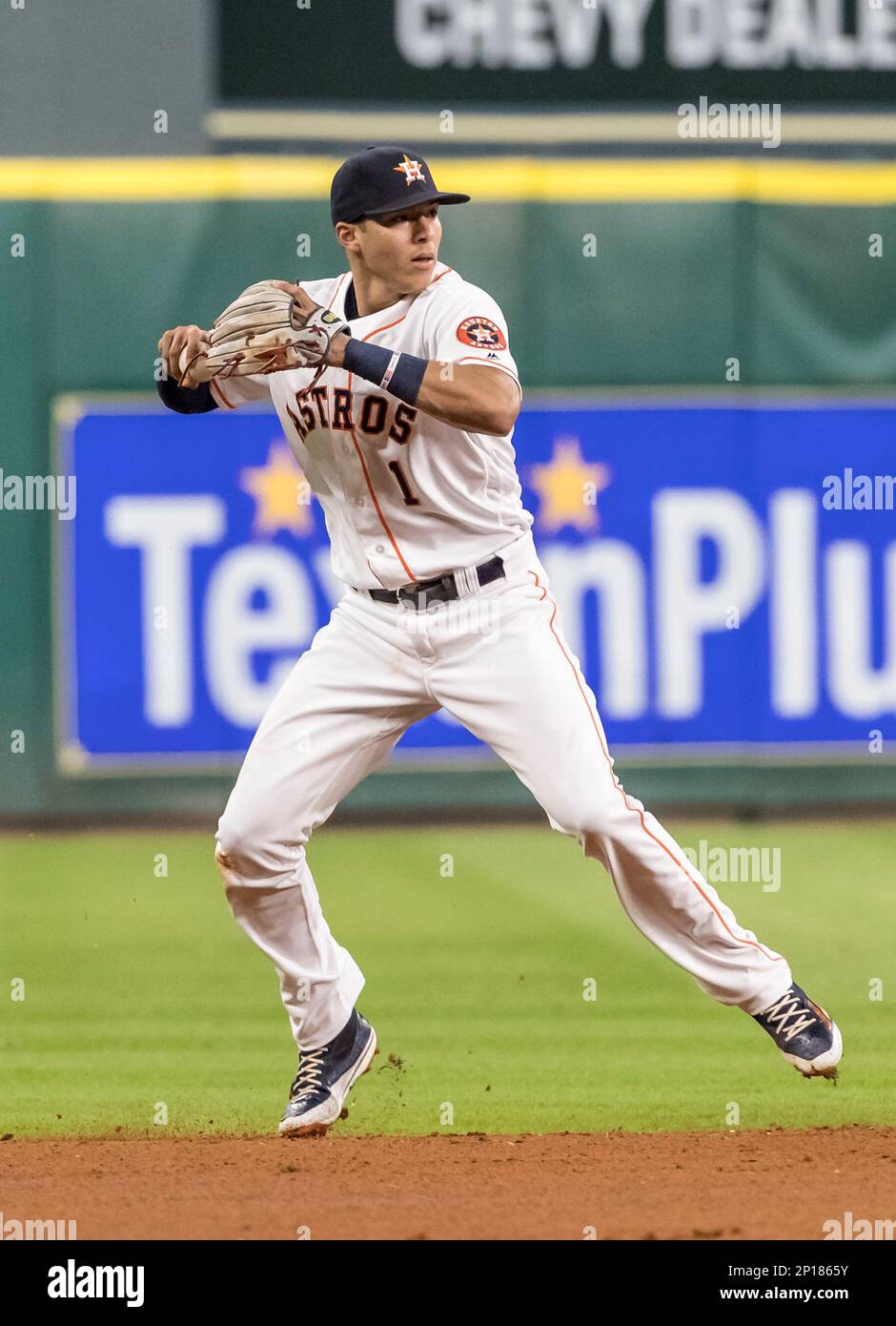 June 21, 2016: Houston Astros shortstop Carlos Correa (1) throws to first  during the Major League Baseball game between the Los Angeles Angels of  Anaheim and the Houston Astros at Minute Maid
