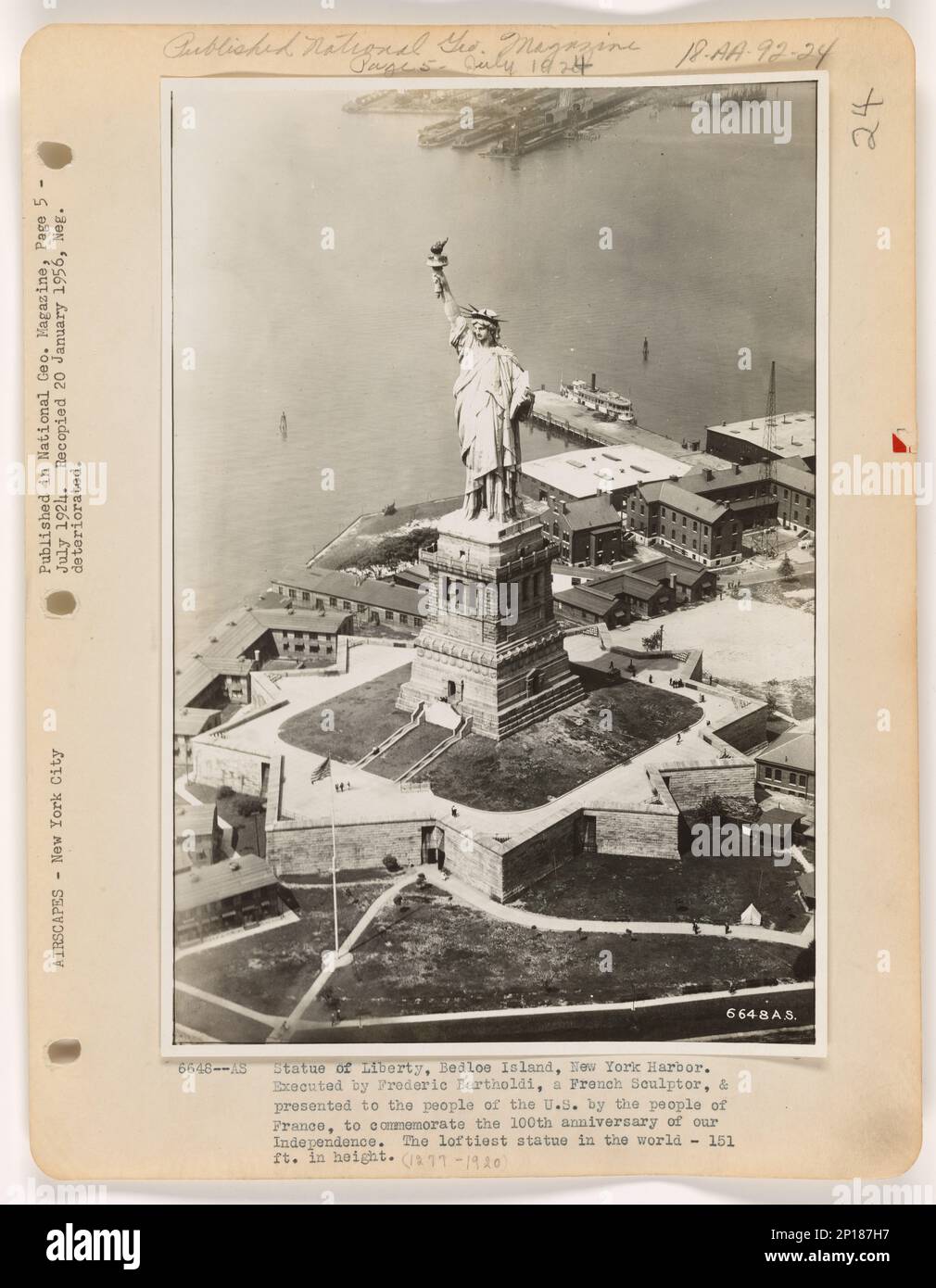 New York - Statue of Liberty, Aerial Photograph Stock Photo - Alamy