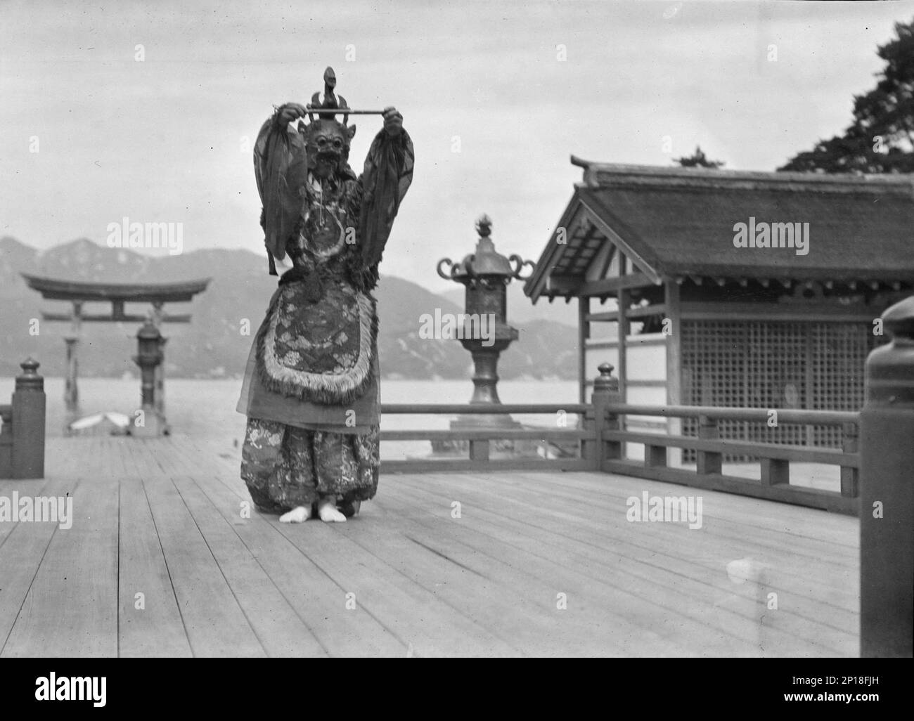 Travel views of Japan and Korea, 1908.Note: Possibly Itsukushima Shinto Shrine, World Heritage Site. Stock Photo