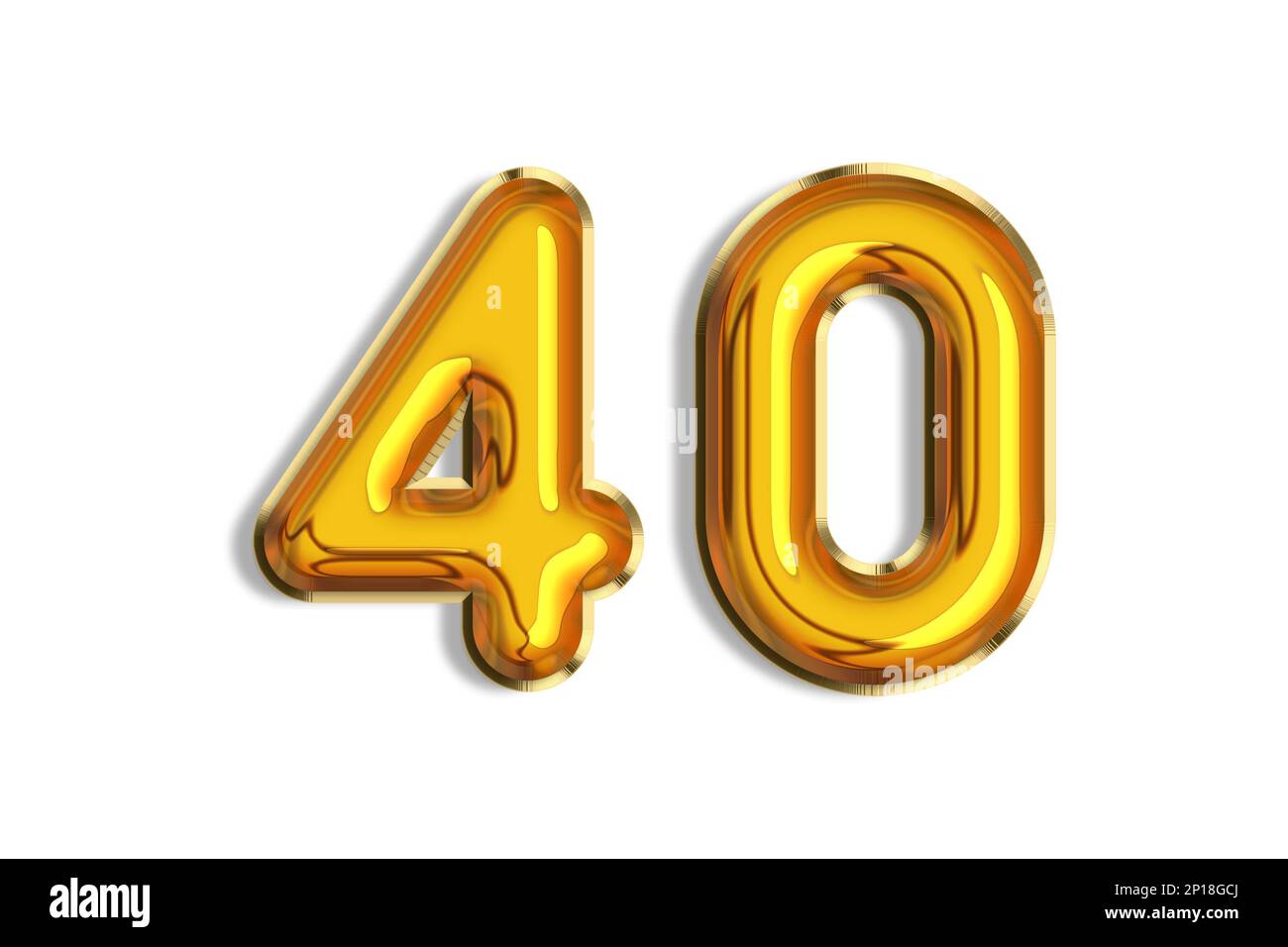 40 years old. Gold balloons, 40th anniversary number, happy birthday congratulations. Illustration of golden realistic 3d symbols. Banner, icons isola Stock Photo