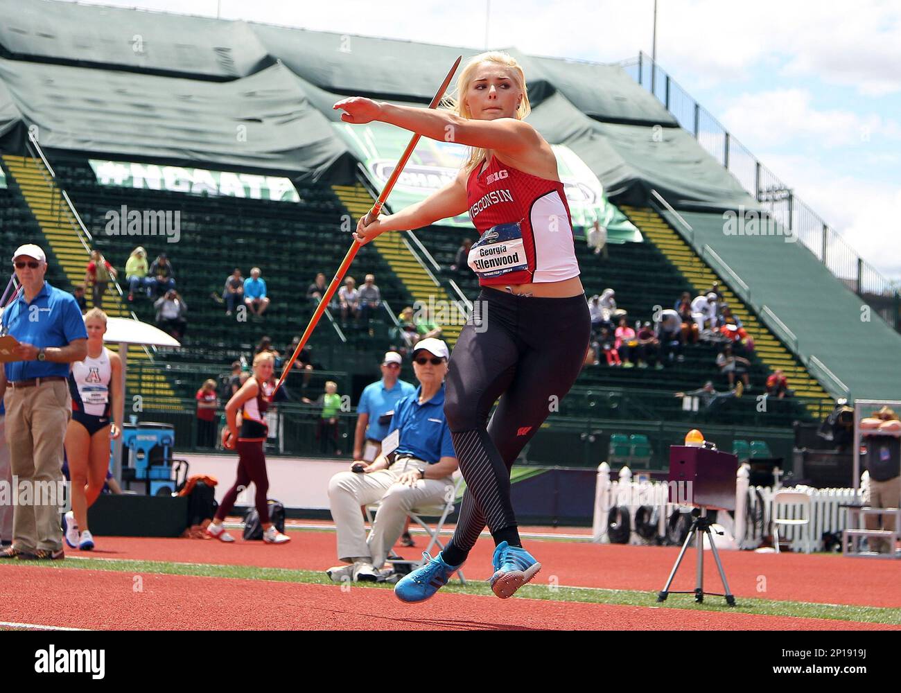 June 11, 2016 Ellenwood competes in the Javelin Throw portion of the Heptathlon at the