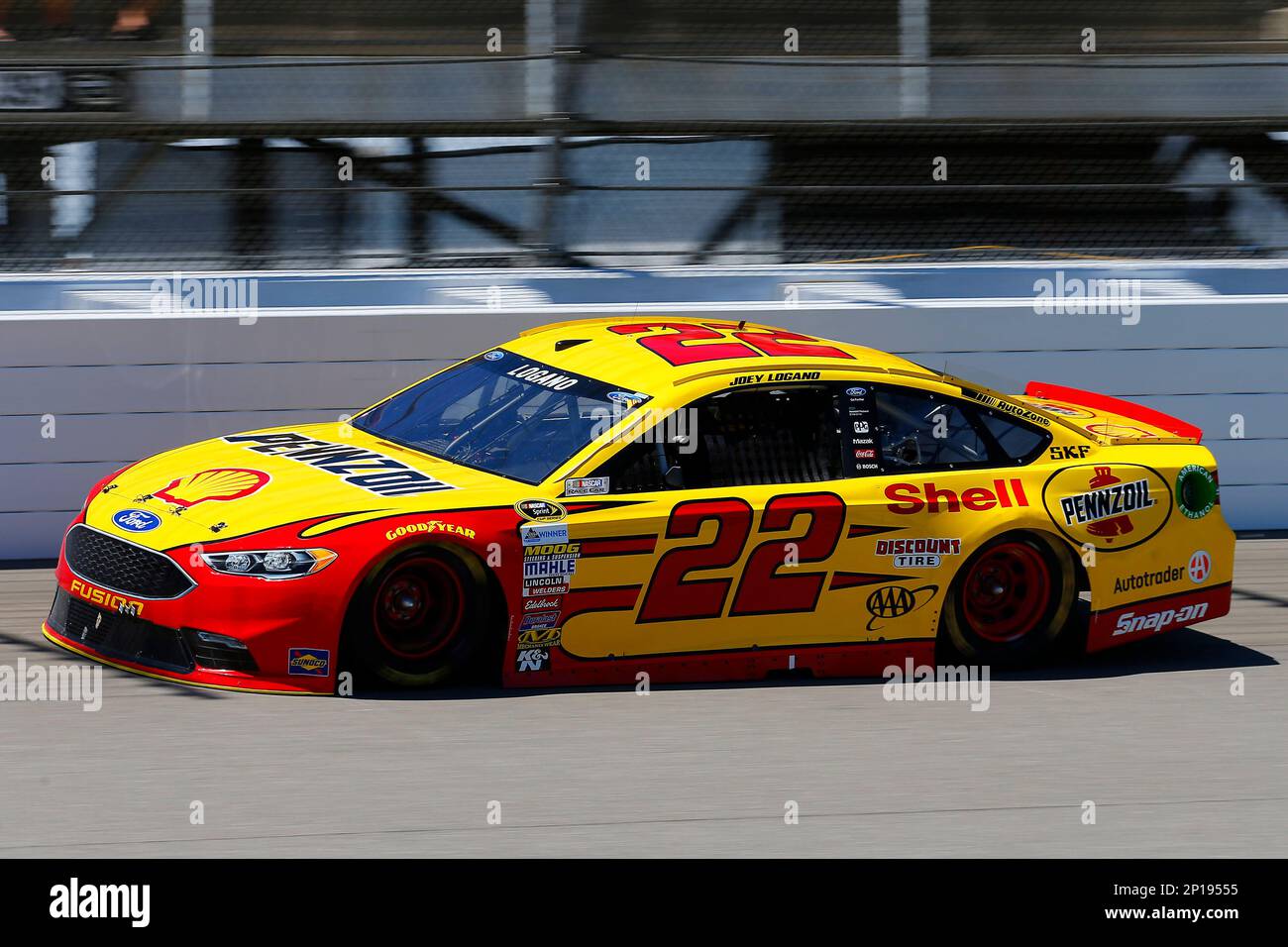 Joey Logano during the NASCAR FireKeepers Casino 400 auto race at Michigan International Speedway, Sunday, June, 12, 2016, in Brooklyn, Mich