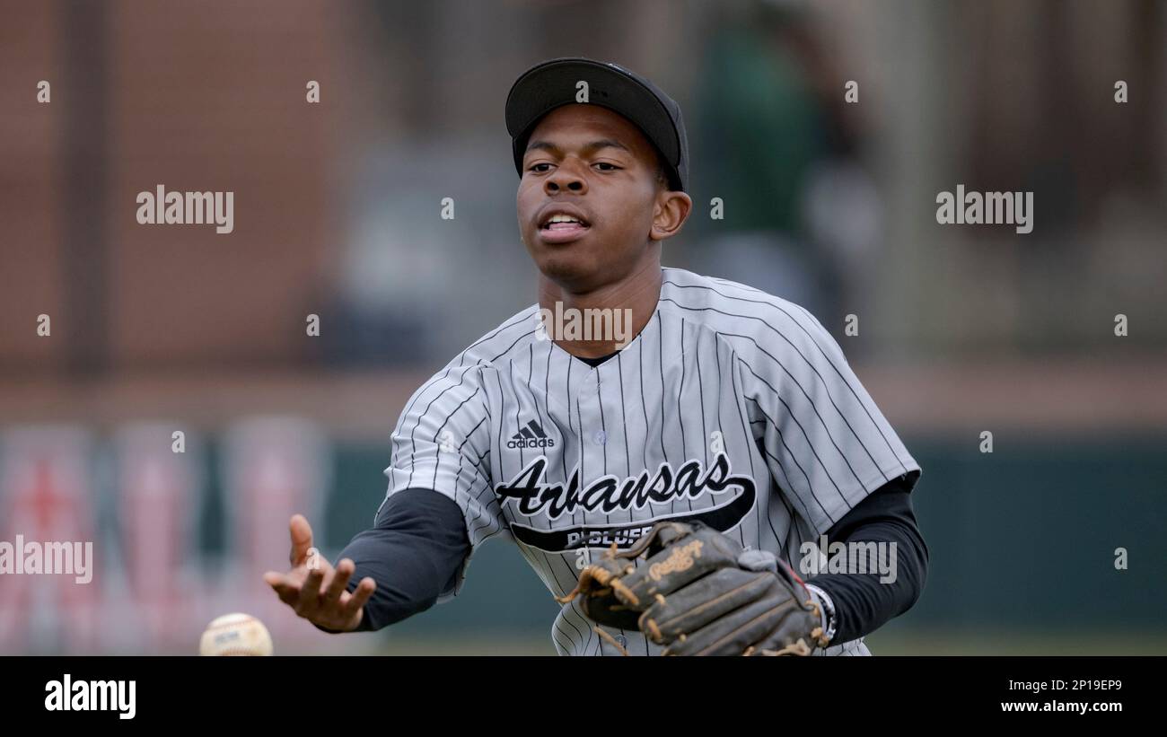 ArkansasPine Bluff infielder Maurice Edwards (17) throws during an