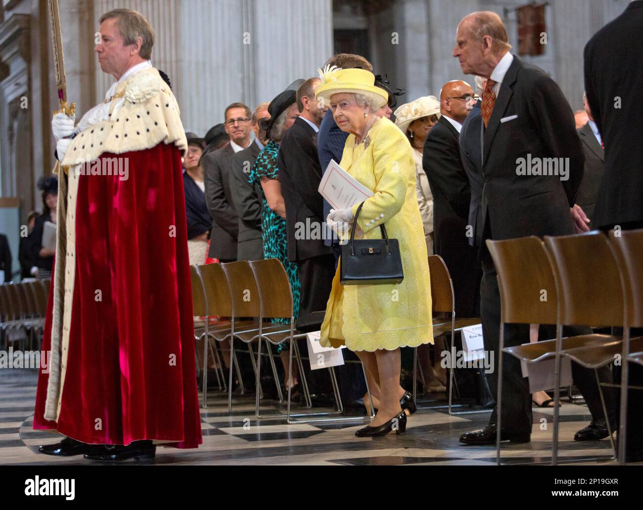 Britain's Queen Elizabeth II and Prince Philip leaves following a
