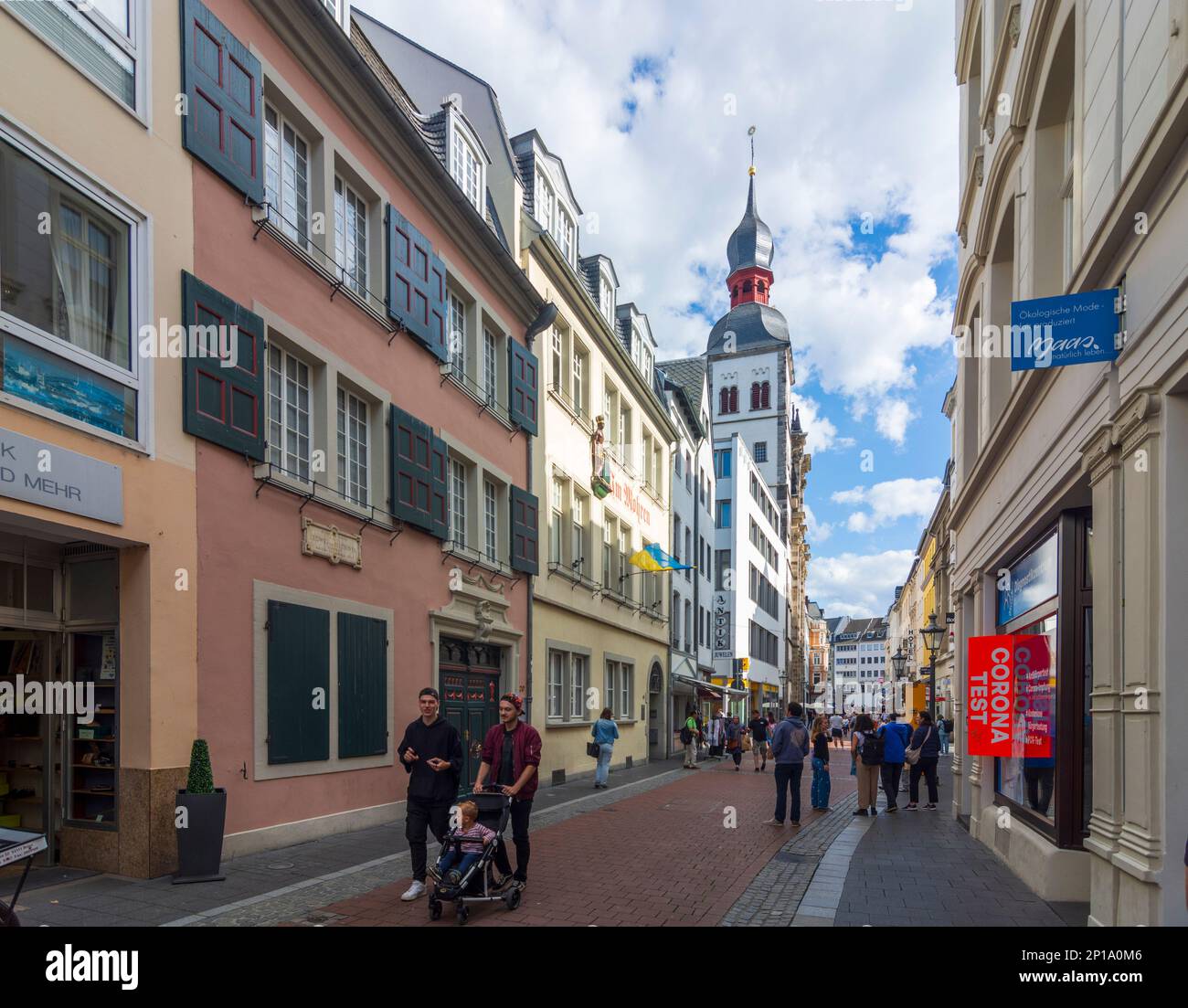 Bonn: museum Beethoven-Haus, church Namen-Jesu-Kirche, Old Town in Rhein-Sieg-Region, Nordrhein-Westfalen, North Rhine-Westphalia, Germany Stock Photo