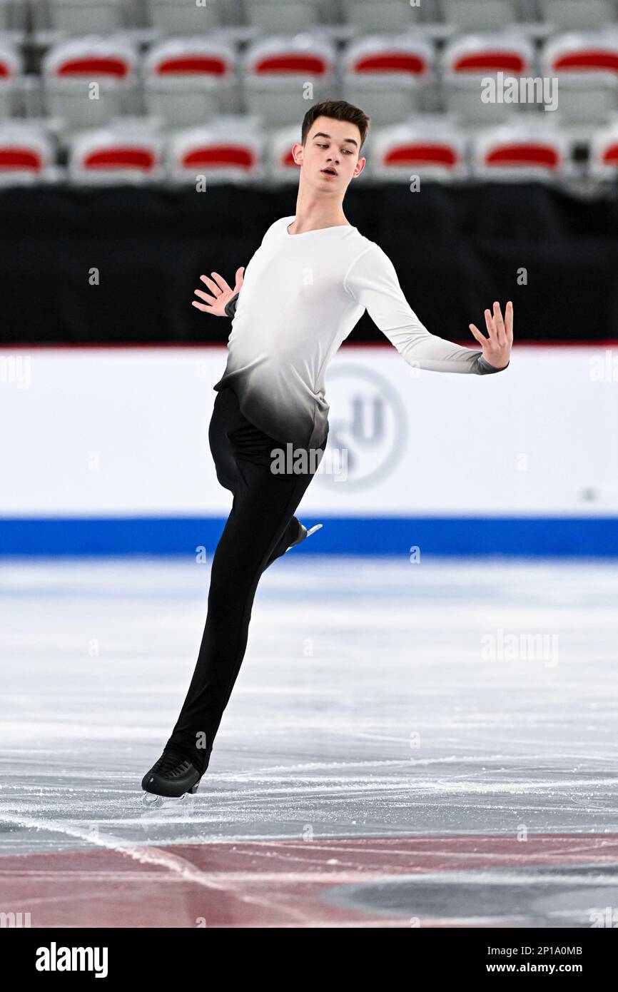 Kirills KORKACS (LAT), during Junior Men Short Program, at the ISU World Junior Figure Skating