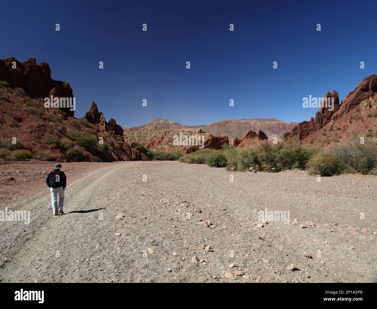 Midday walk in red canynon near Tupiza (Bolivia) Stock Photo