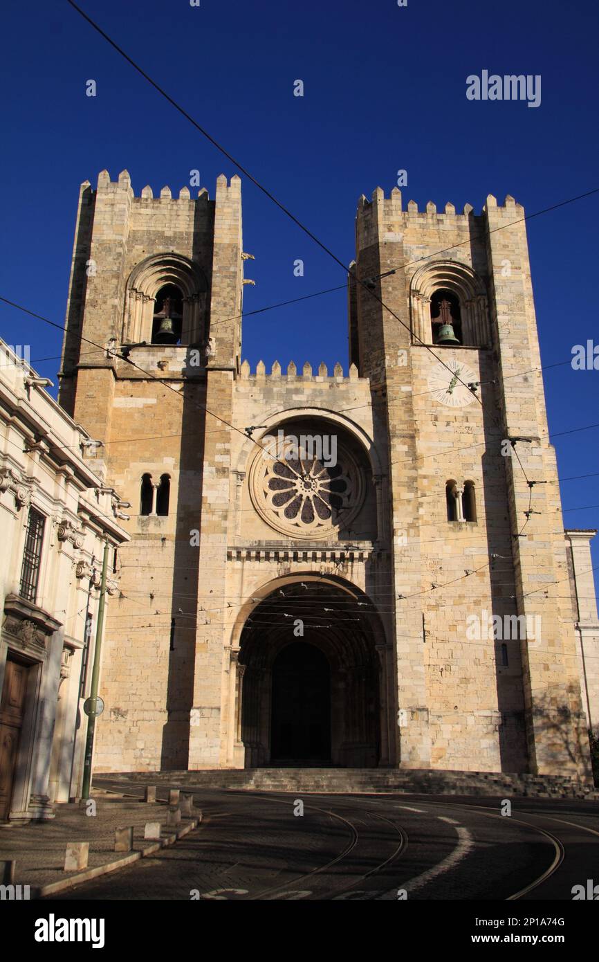 Portugal Lisbon, Patriarchal Cathedral of Saint Mary Major - Santa Maria Maior de Lisboa, also known as the Sa. Stock Photo