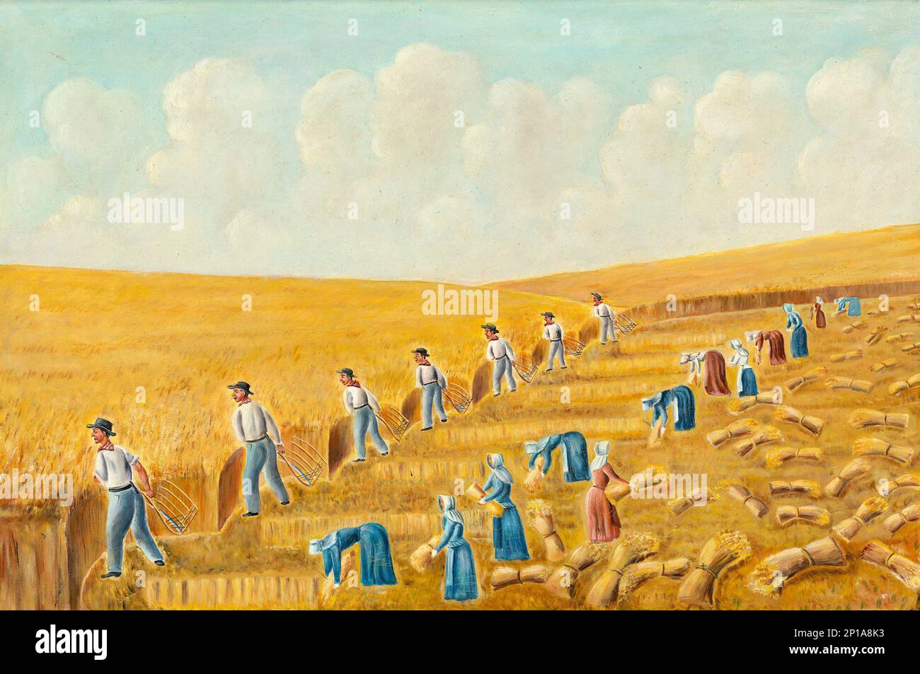Harvesting with Grain Cradles, c. 1939 Stock Photo Alamy