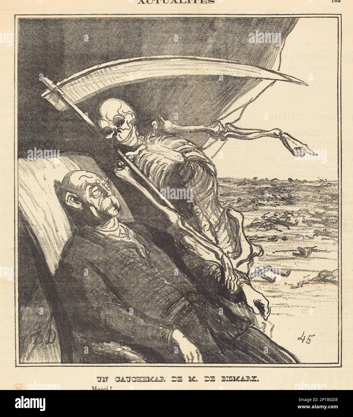 Un cauchemar de M. Bismarck, 1870.A nightmare of Mr. Bismarck. Stock Photo