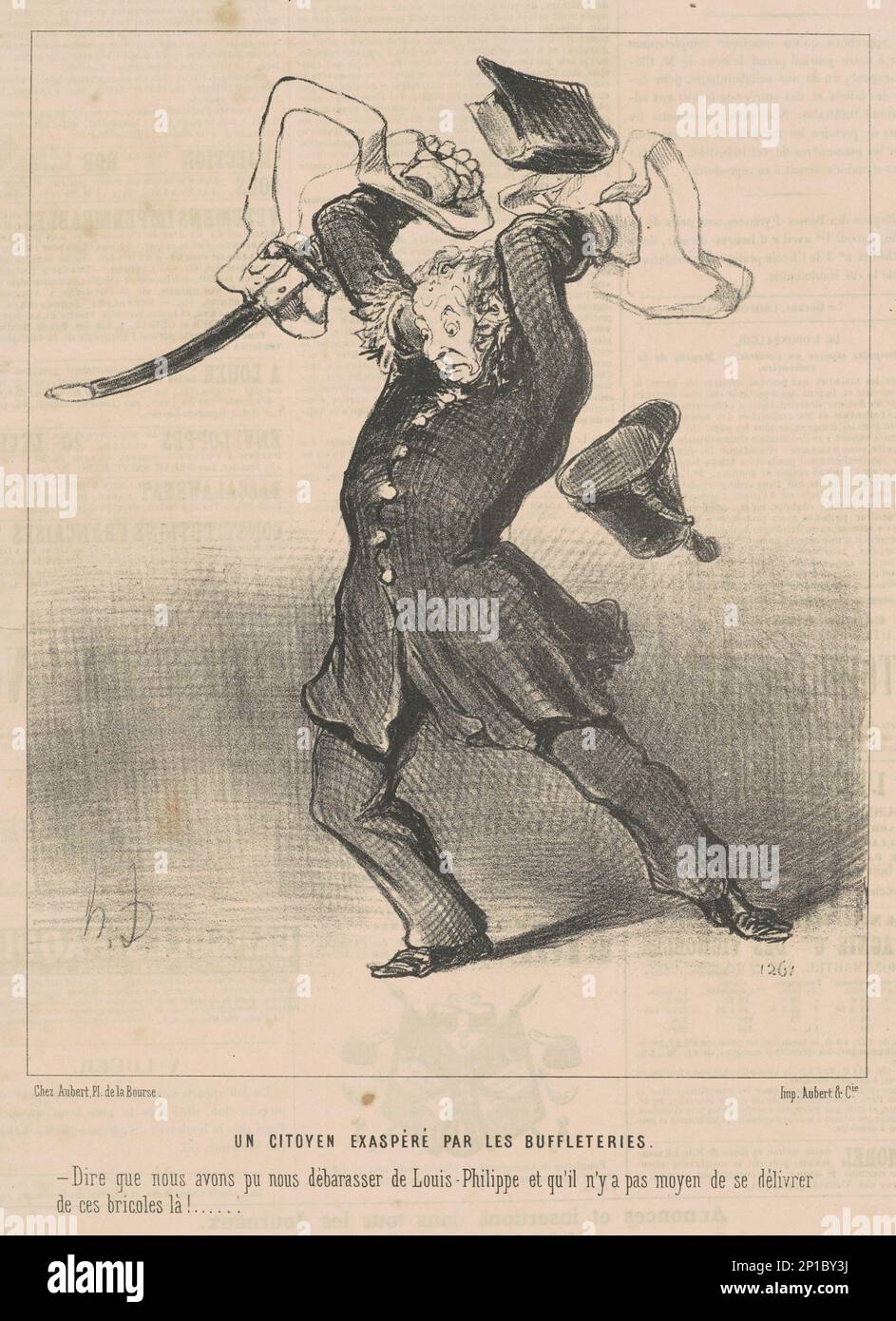 Image of Caricature de Louis-Philippe avec le procureur général français,  de « La by Daumier, Honore (1808-79)