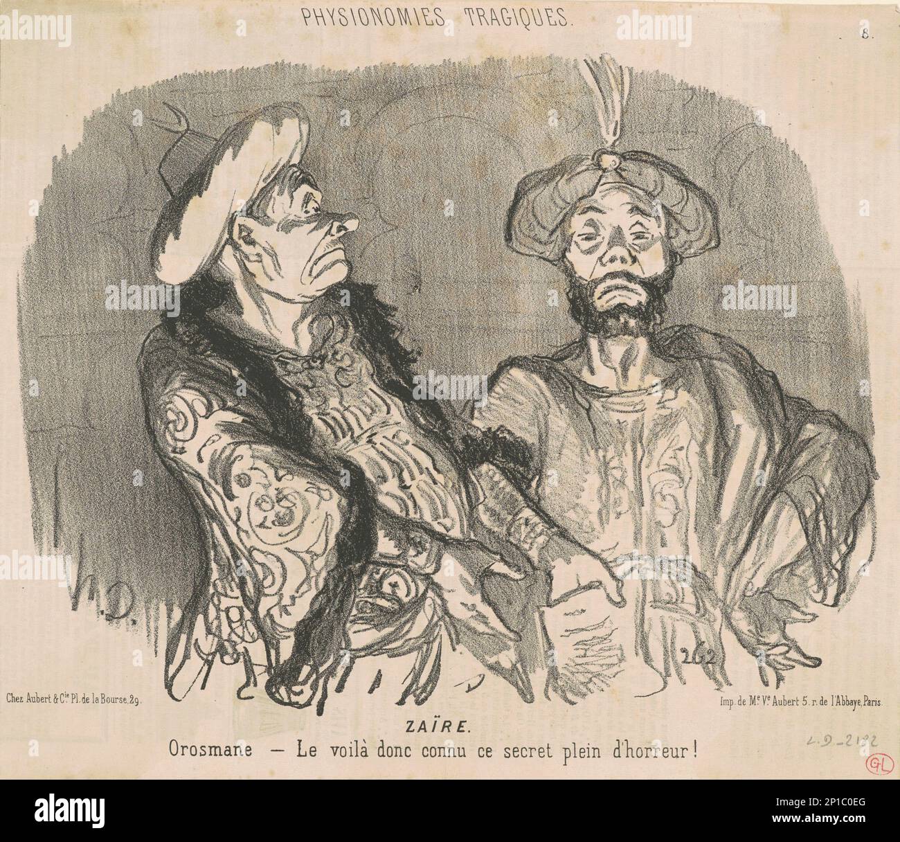 Orrible Opera Zaïre, 19th century. Tragic physiognomies. Orosmane [character from the ...