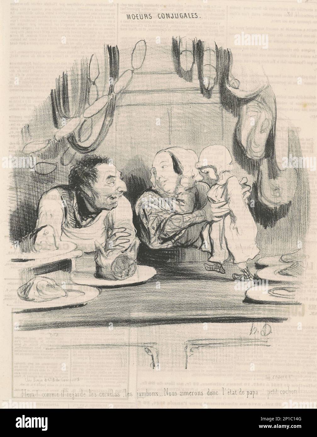 comme il regarde les cervelas..., 19th century.Conjugal morals - he looks at the saveloys Stock Photo