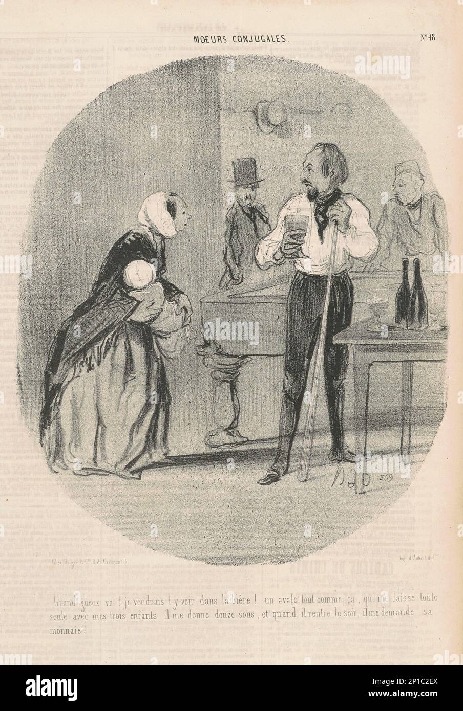 Grand Gueux va! je voudrais t'y voir, 19th century.Conjugal morals - grand beggars... Stock Photo