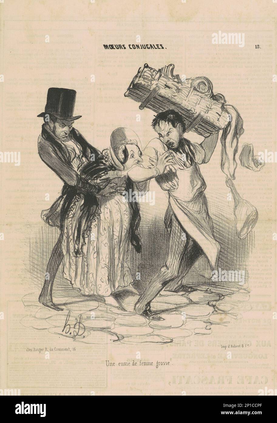 Une envie de femme grosse, 19th century.Conjugal morals - A desire for a fat woman Stock Photo
