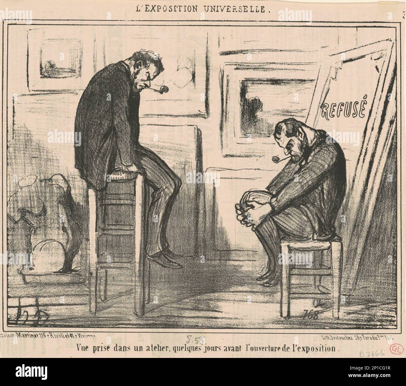 Vue prise dans un atelier ..., 19th century.The Universal Exhibition - View taken in a workshop... Stock Photo