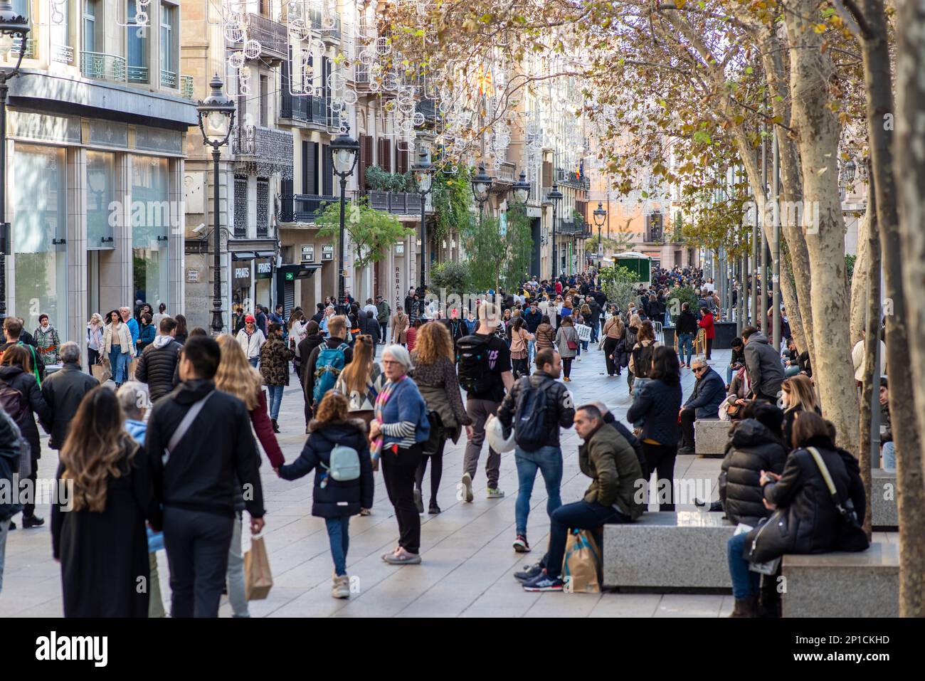 Sales on Puerta del Angel avenue, Barcelona city, Catalonia. Stock Photo