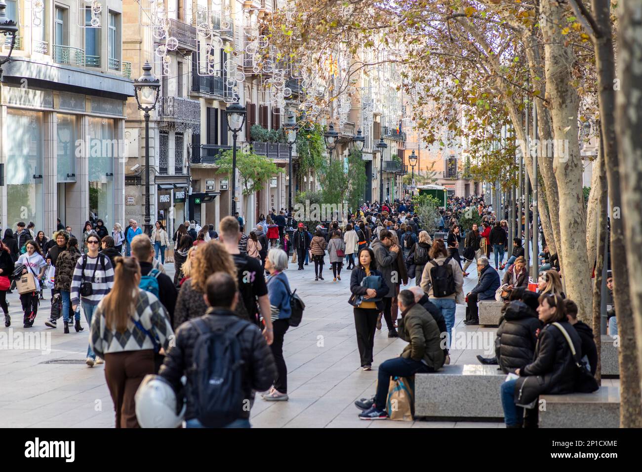 Sales on Puerta del Angel avenue, Barcelona city, Catalonia. Stock Photo