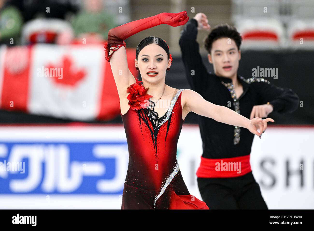 Xuantong LI & Xinkang WANG (CHN), during Junior Ice Dance Rhythm Dance, at  the ISU World Junior Figure Skating Championships 2023, at WinSport Arena,  on March 3, 2023 in Calgary, Canada. Credit: